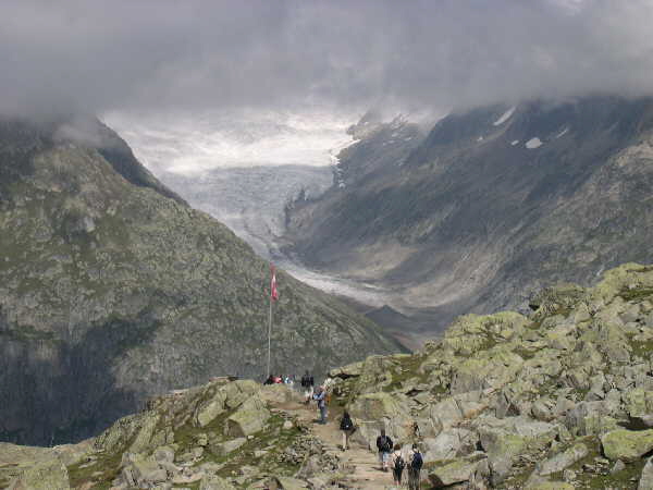 First view towards the Aletch glacier