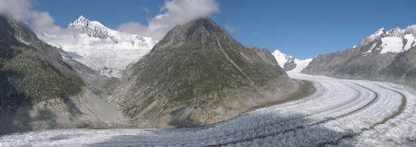 Across & up the Aletch glacier