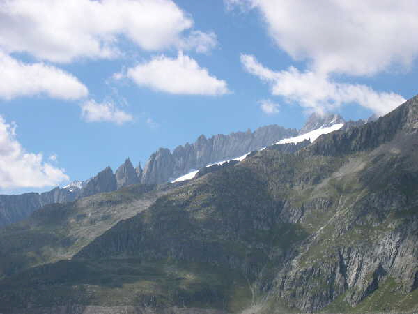 View of the mountains from the Aletch glacier