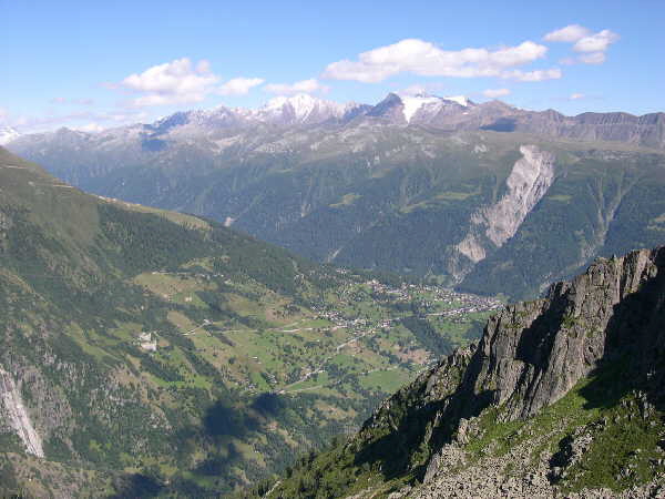 View down the mountain towards the Rhone valley