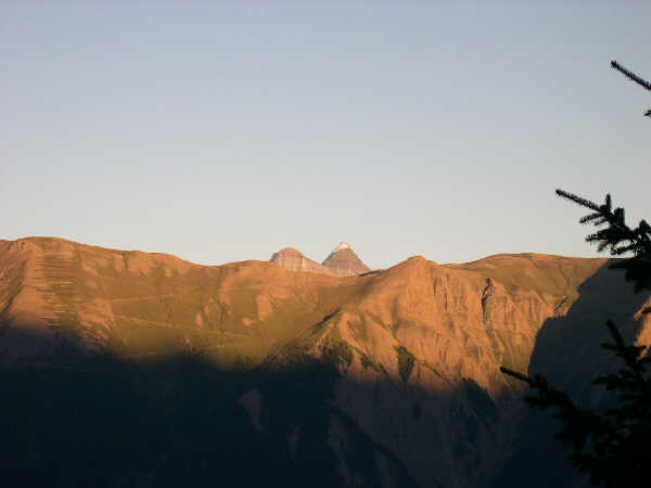 Evening view from the balcony after that walk! These two mountains remind me of the Landmark Theatre Ilfracombe!